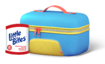 Lunchbox with a box of Little Bites peanut free snacks