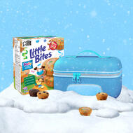 Lunchbox with a box of Little Bites peanut free snacks