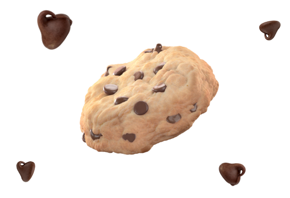 Little Bites® Mini Chocolate Chip Cookies with surrounding, floating chocolate drops 