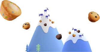 Mountain with goats and floating Little Bites™ Mini Muffins & Mini Cookies
