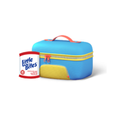 Lunchbox with a box of Little Bites peanut free snacks